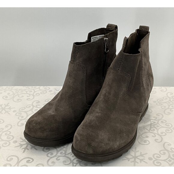 Sorel Women's NL3313-245 Suede Ankle Boots Size 7.5 Gray Joan of Arc III Side Zi - Picture 1 of 9